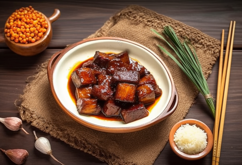 白色砂锅红烧肉桌面实拍,高清,摄影图,摄影图片,图片大全,摄影图免费下载